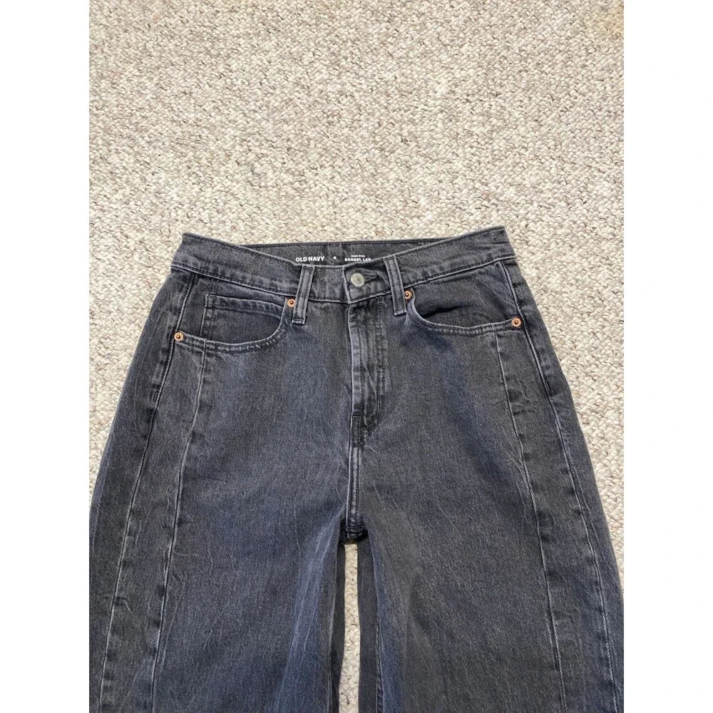 Old Navy High-Rise Barrel Leg Women's Gray/Graphite Size 6 - Picture 3 of 8